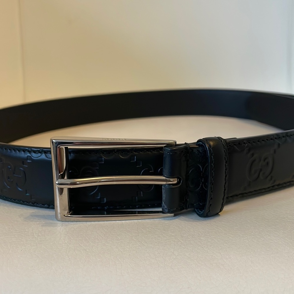 Gucci men’s belt.  Black GG.  Leather. Size 34